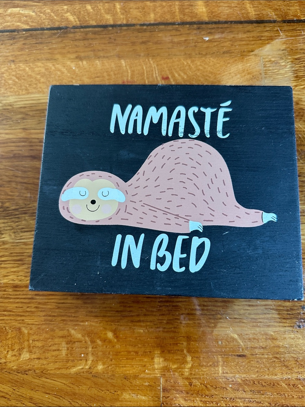 Namasté In Bed Sloth Wall Sign - Black